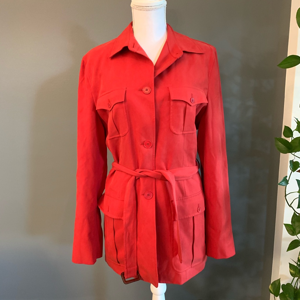 Lauren Ralph Lauren 100% Silk Red Jacket~Large